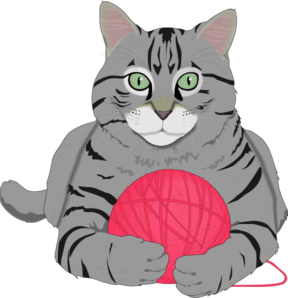 Cat With Pink String Clip Art